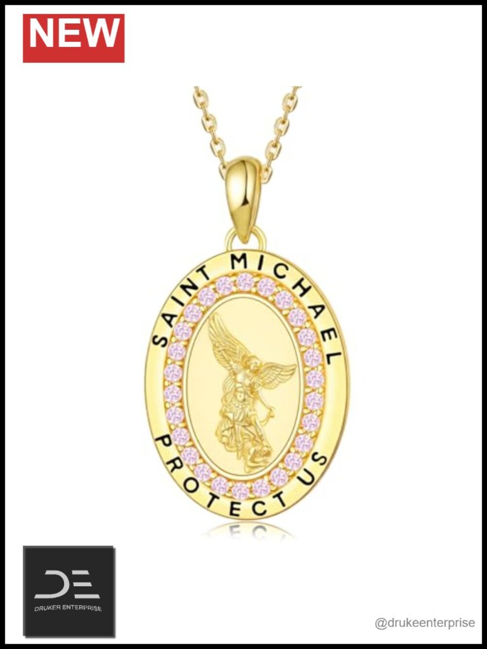 St Michael Pendant Necklace 925 Sterling Silver Catholic Saint Michael Angel